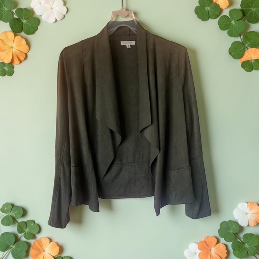 MAX STUDIO Faux Suede Cropped Open Jacket